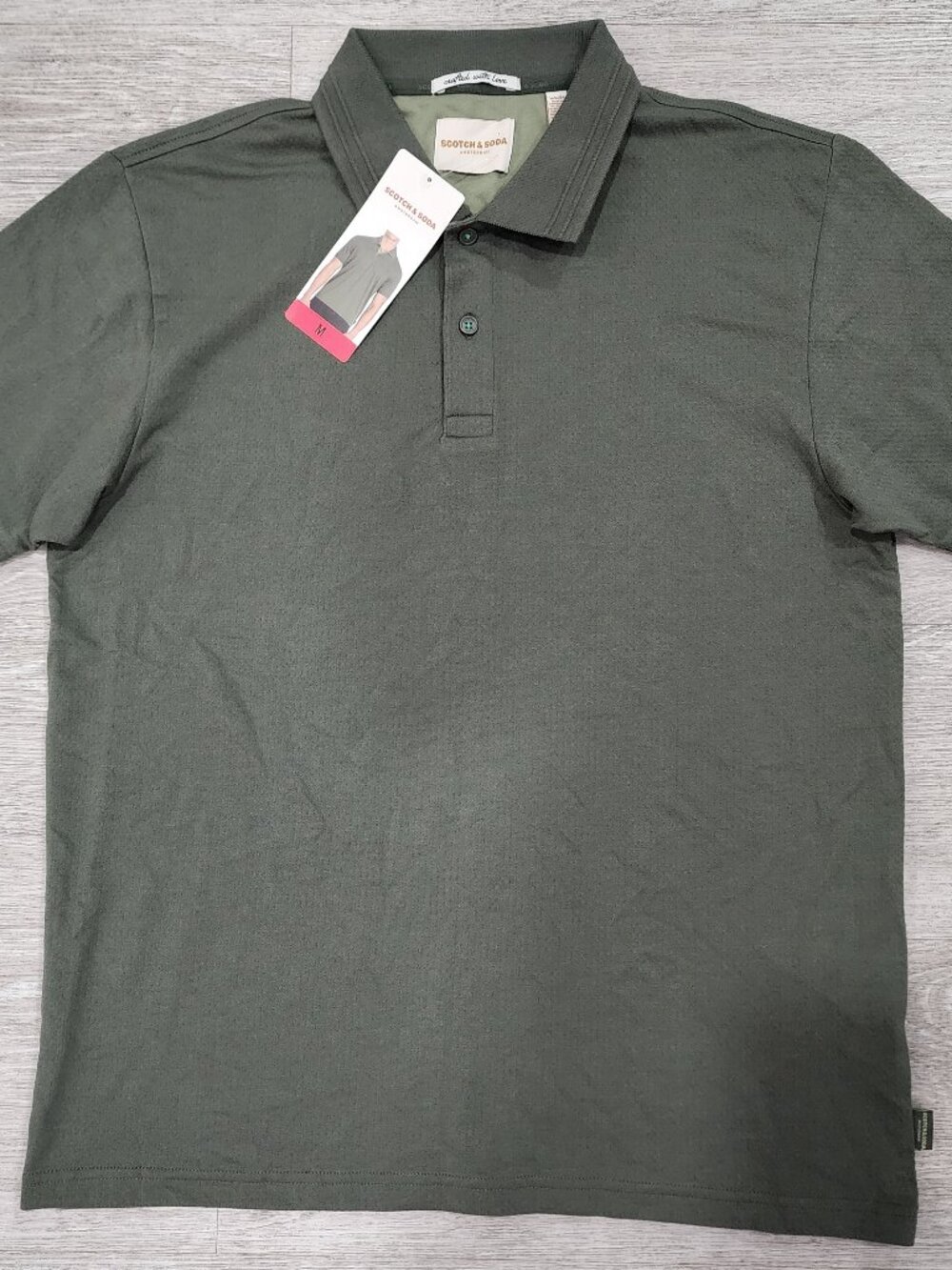 Scotch Soda Short Sleeve Polo Shirt Men's M Olive Green Preppy Casual Golf